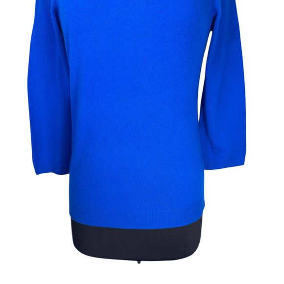 Talbots Women’s Sweater Medium 100% Cashmere Royal Blue 3/4 Sleeve Soft Knit - Picture 6 of 8